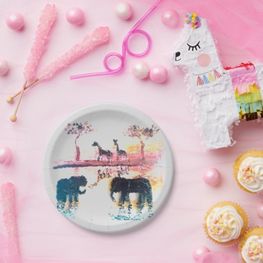 Wildlife Art African Sunset Papieren Bordje (Feest)