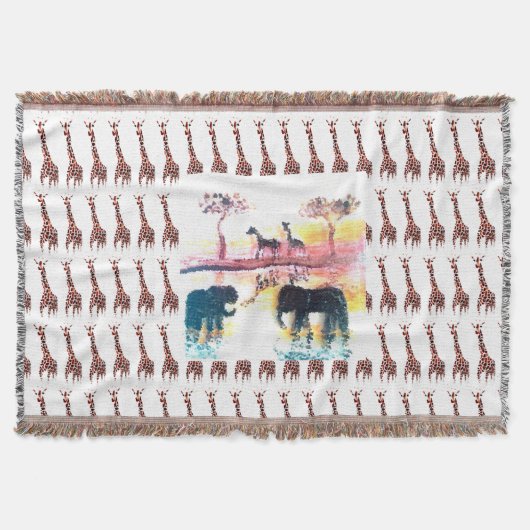Wildlife Art Elephant, Giraffes Deken (Voorkant)