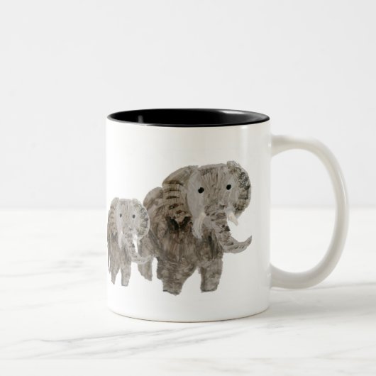 Wildlife Art Elephants Tweekleurige Koffiemok (Rechts)