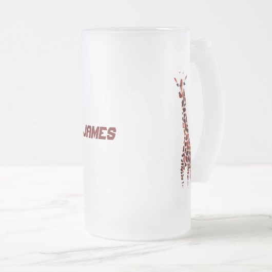 Wildlife Art Giraffes Aangepaste naam Matglas Bierpul (Voorkant rechts)