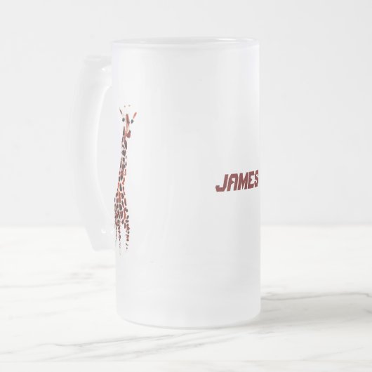 Wildlife Art Giraffes Aangepaste naam Matglas Bierpul (Voorkant links)