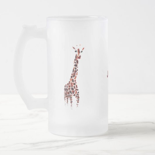 Wildlife Art Giraffes Aangepaste naam Matglas Bierpul (Links)