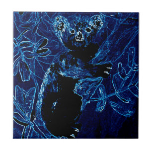 Wildlife Art Koala Beer Blue Tegeltje