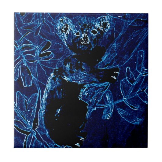 Wildlife Art Koala Beer Blue Tegeltje (Voorkant)