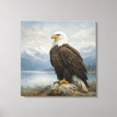 Wildlife Bald Eagle Perched Lake Canvas Afdruk (Voorkant)