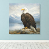 Wildlife Bald Eagle Perched Lake Canvas Afdruk (Insitu (Houten vloer))