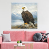 Wildlife Bald Eagle Perched Lake Canvas Afdruk (Insitu (Woonkamer))
