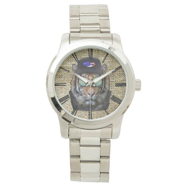 Wildlife Bengale tijger met zonnebril Horloge (Voorkant)