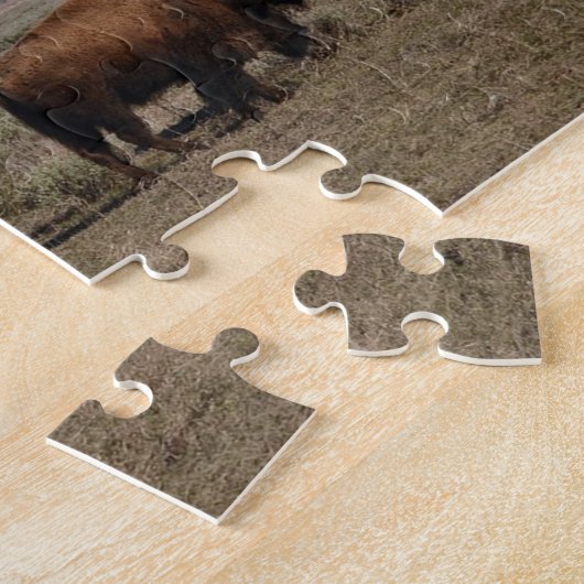 Wildlife Bison Mountains Sneeuwfoto Legpuzzel (Zijkant)