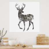 Wildlife Black en White Deer Art & Wall Decor Poster (Keuken)