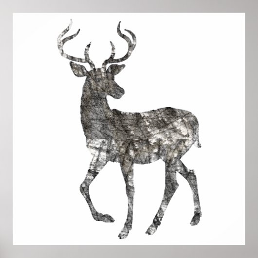 Wildlife Black en White Deer Art & Wall Decor Poster (Voorkant)