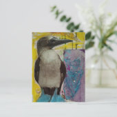Wildlife Blue Footed Bird mixed media collage Briefkaart (Staand voorkant)