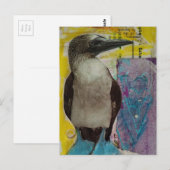 Wildlife Blue Footed Bird mixed media collage Briefkaart (Voorkant / Achterkant)