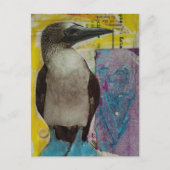 Wildlife Blue Footed Bird mixed media collage Briefkaart (Voorkant)