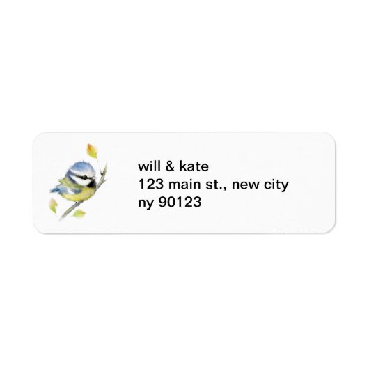 Wildlife Blue tit Bird Return Address Labels (Voorkant)