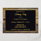 Wildlife Brown runt Cheetah Birthday Gold Folie Uitnodiging (Voorkant)