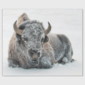 Wildlife Buffalo Sneeuwfoto Cadeaupapier (Vlak)