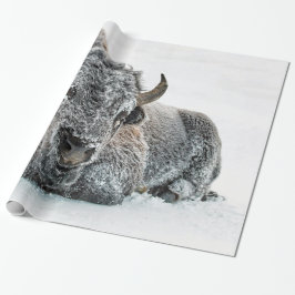 Wildlife Buffalo Sneeuwfoto Cadeaupapier