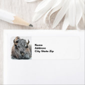 Wildlife Buffalo Sneeuwfoto Etiket (Insitu)