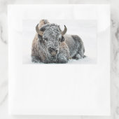 Wildlife Buffalo Sneeuwfoto Rechthoekige Sticker (Tas)