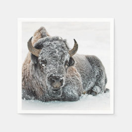 Wildlife Buffalo Sneeuwfoto Servet