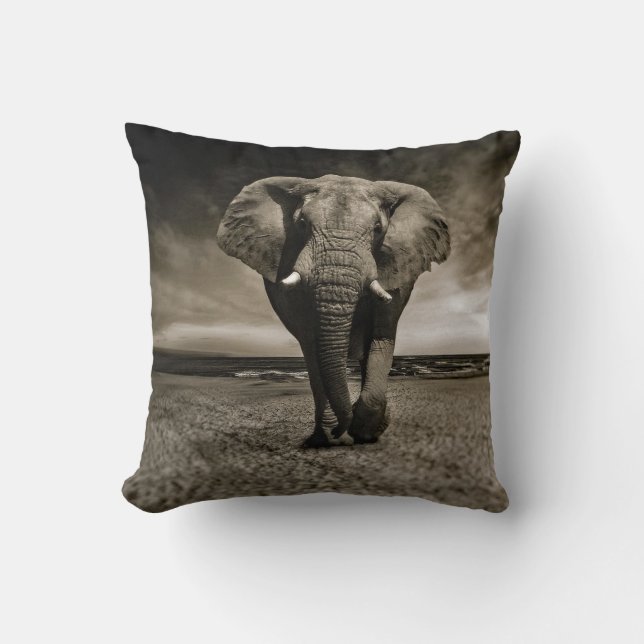 Wildlife Bull Elephant Photo Kussen (Voorkant)