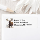 Wildlife Bull Moose Winter Return address Labels (Insitu)