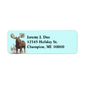 Wildlife Bull Moose Winter Return address Labels (Voorkant)