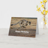 Wildlife Cheetah Running Foto Verjaardag Kaart (Gele Bloem)