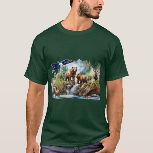 Wildlife Collage Alaskan Dieren T-shirt (Voorkant)