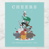 Wildlife Dieren Kerstboomvakantie Wijn Etiket (Enkel label)