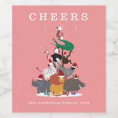 Wildlife Dieren Kerstboomvakantie Wijn Etiket (Enkel label)