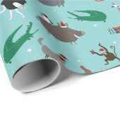 Wildlife Dieren Kerstvakantie Cadeaupapier (Rol Hoek)