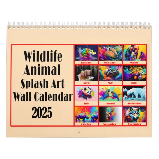 Wildlife Dierenvrienden Kleur Splash Art 2025 Kalender (Hoes)