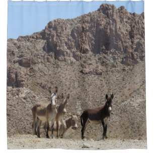 Wildlife douchegordijn, wilde burros, Arizona Douchegordijn