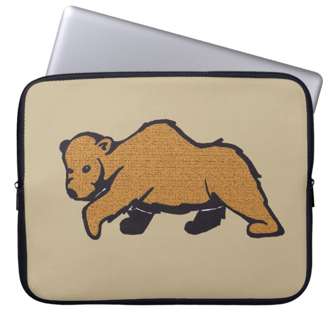Wildlife Drawing Brown Beer Laptop Sleeve (Voorkant)