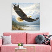 Wildlife Eagle Flying Lake Canvas Afdruk (Insitu (Woonkamer))