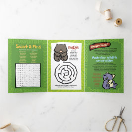 Wildlife Echidna Puzzle Wenskaart Trifold Drieluik Wenskaart