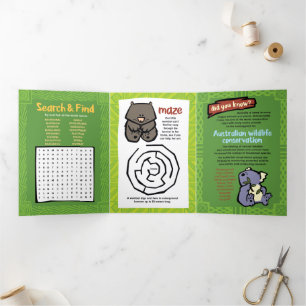 Wildlife Echidna Puzzle Wenskaart Trifold Drieluik Wenskaart