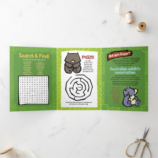 Wildlife Echidna Puzzle Wenskaart Trifold Drieluik Wenskaart (Binnen)