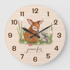 Wildlife Fawn Bunny Butterfly Natuur Wall klok