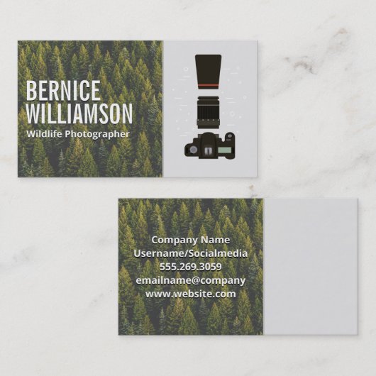 Wildlife fotograaf | Camera-apparatuur Visitekaartje (Voorkant / Achterkant)