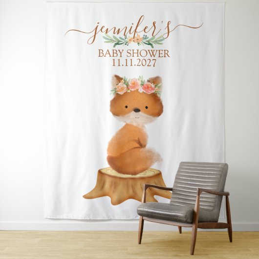 Wildlife Fox with Flower backdrop Wandkleed (In situ)