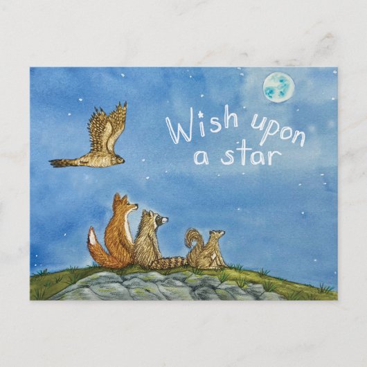 Wildlife Friends Stargazing Postcard Briefkaart (Voorkant)
