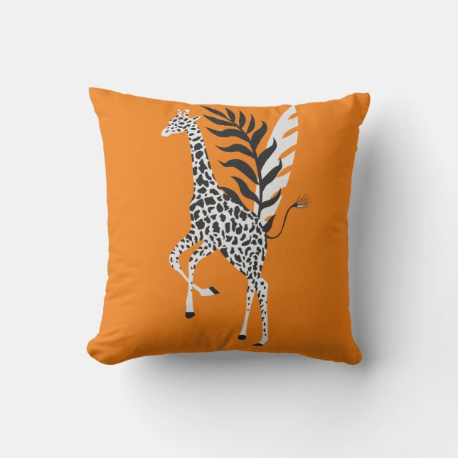 wildlife friendship - Orange Giraffe cuship Kussen (Voorkant)