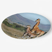 Wildlife Giraffe Moeder en Baby Foto Papieren Bordje (Gekanteld)