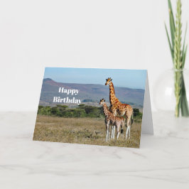 Wildlife Giraffe Moeder en Baby Foto Verjaardag Kaart