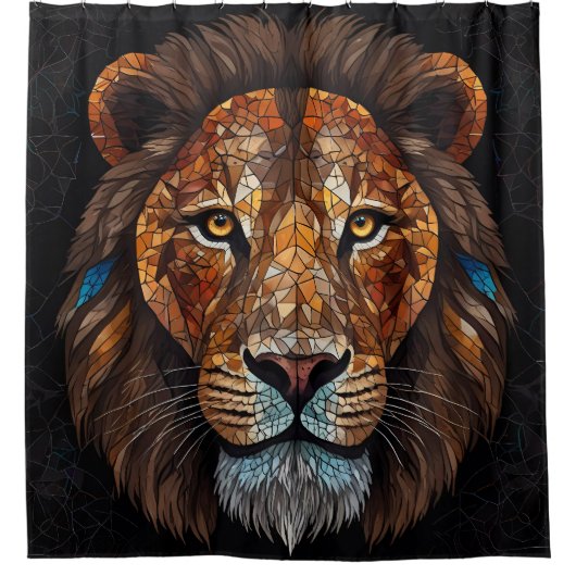 Wildlife Glas in lood Mozaïek Collectie Douchegordijn (Voorkant)