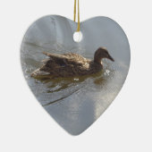 Wildlife Goose zwemt in Lake, Natuur, Bird Keramisch Ornament (Rechts)