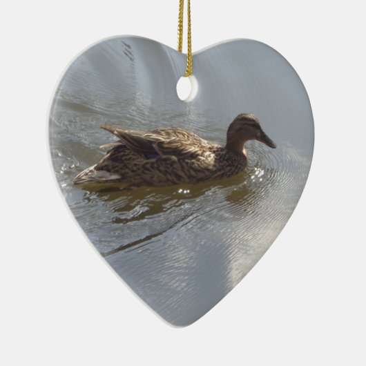 Wildlife Goose zwemt in Lake, Natuur, Bird Keramisch Ornament (Rechts)